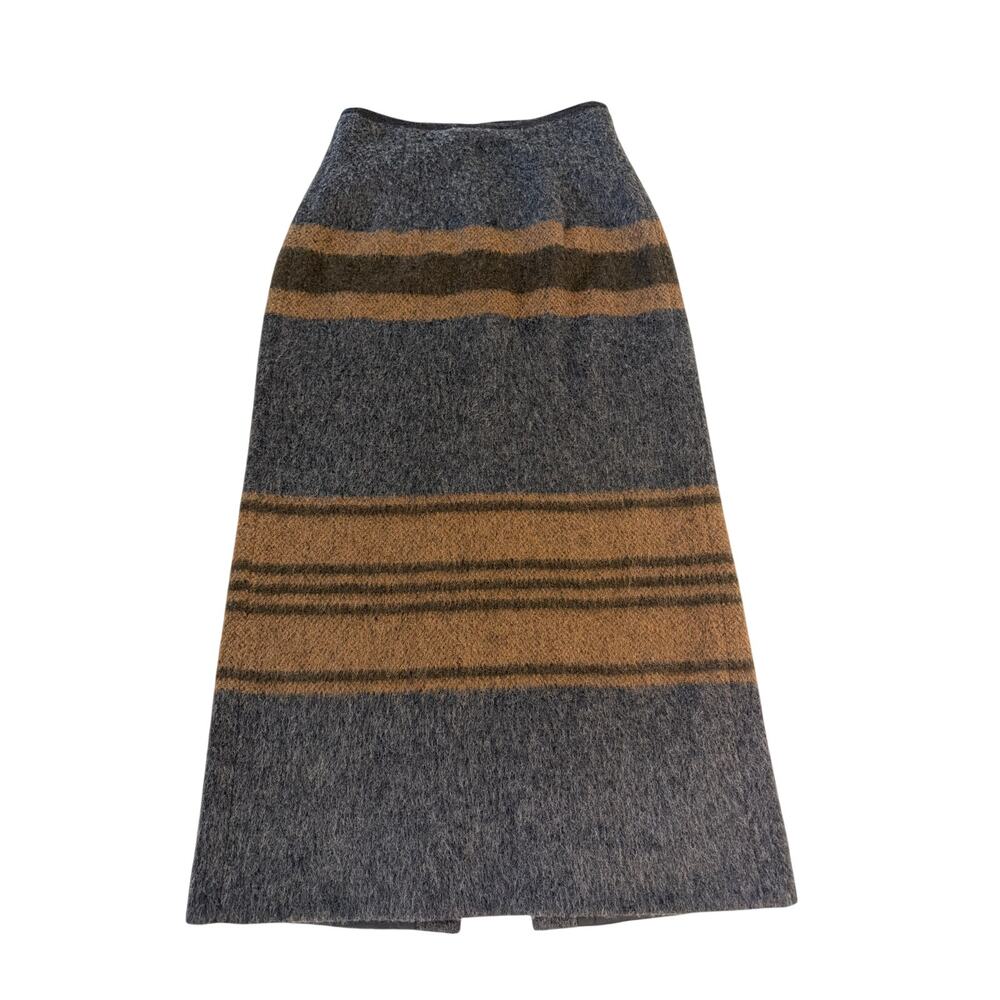 Slobe Iena Striped Wool Blend Maxi Skirt Womens Small Vintage Gray Lagenlook